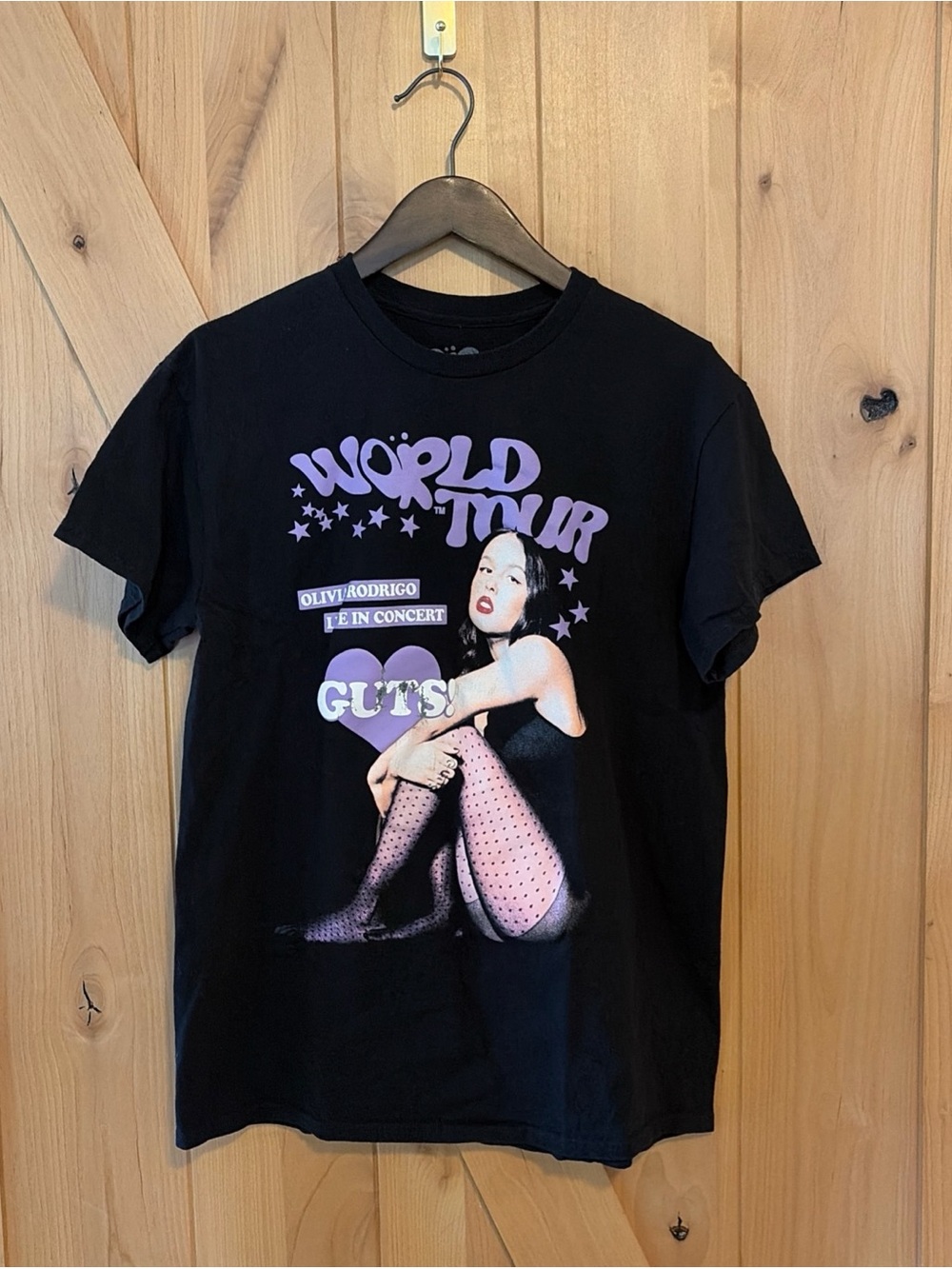 Olivia Rodrigo “GUTS” World Tour T-Shirt Size Medium Black 100% Cotton Official